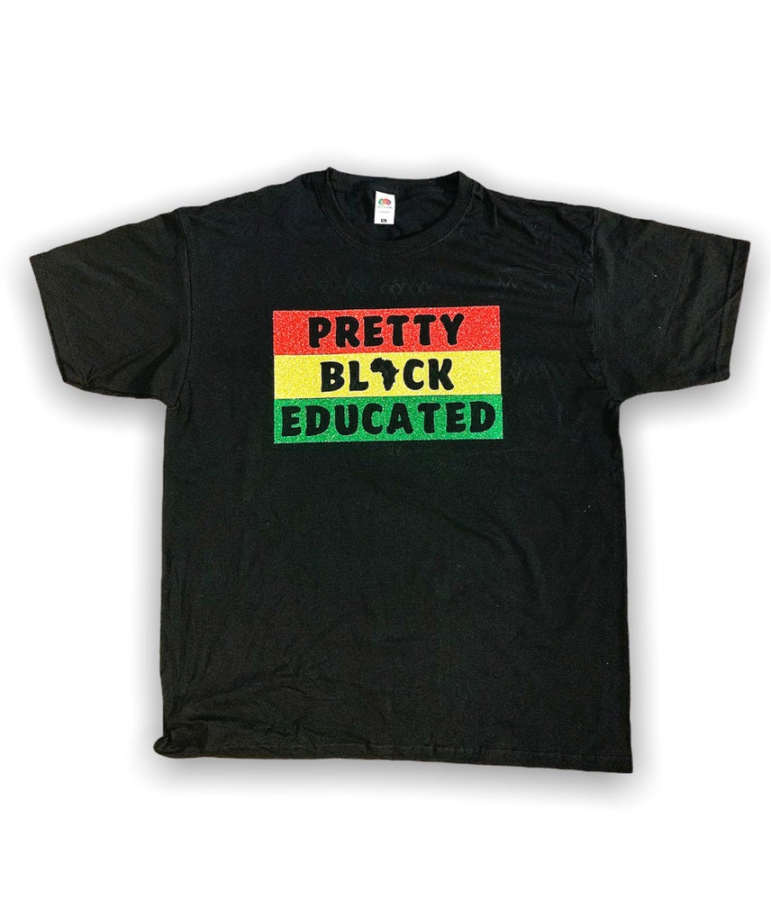 Pretty Black Educated Glitter T-shirt and Tote Bag
