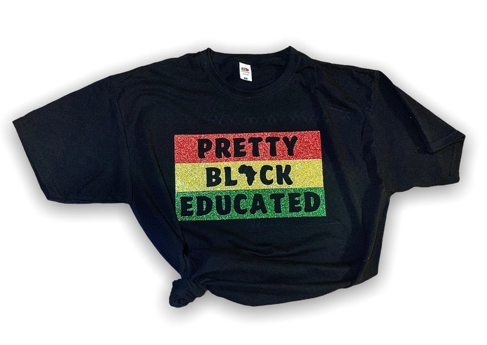 Pretty Black Educated Glitter T-shirt and Tote Bag