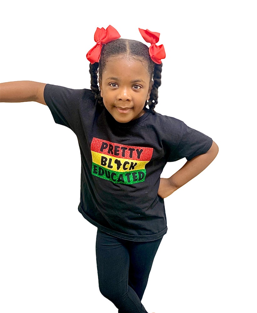 Pretty Black Educated kids glitter T-shirt