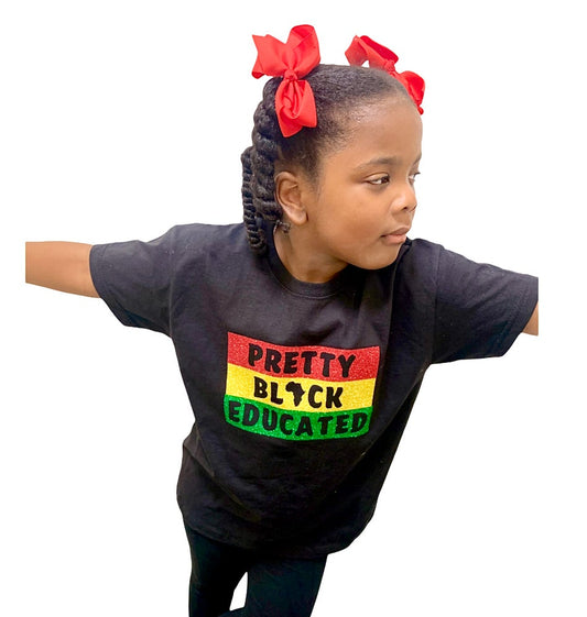 Pretty Black Educated kids glitter T-shirt