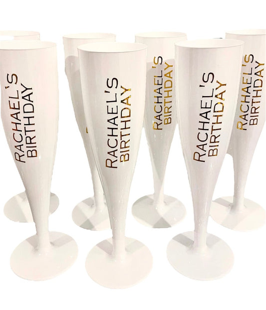 Birthday Personalised White Champagne Flute