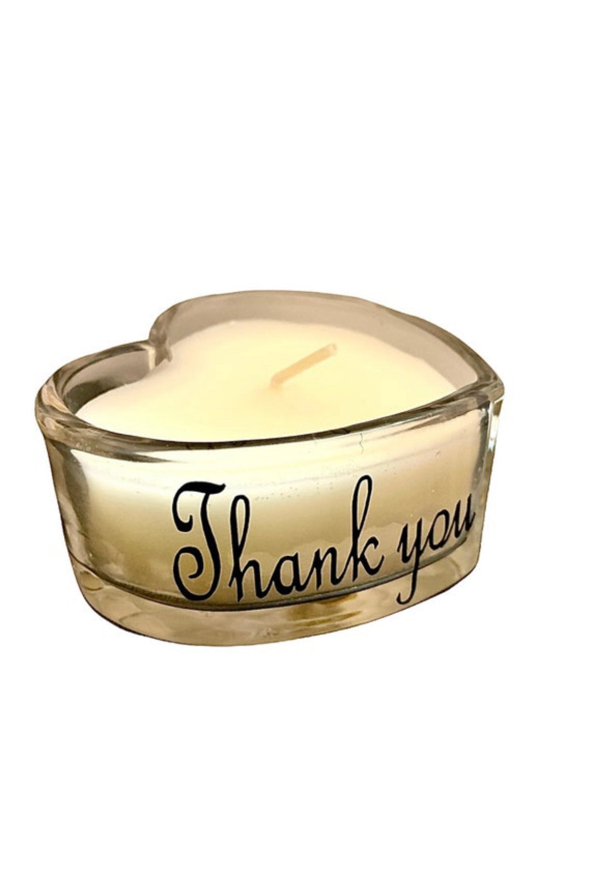 Thank you gift glass heart candle