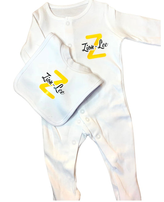 Personalised Baby Monogram Sleep Suit (various colours)