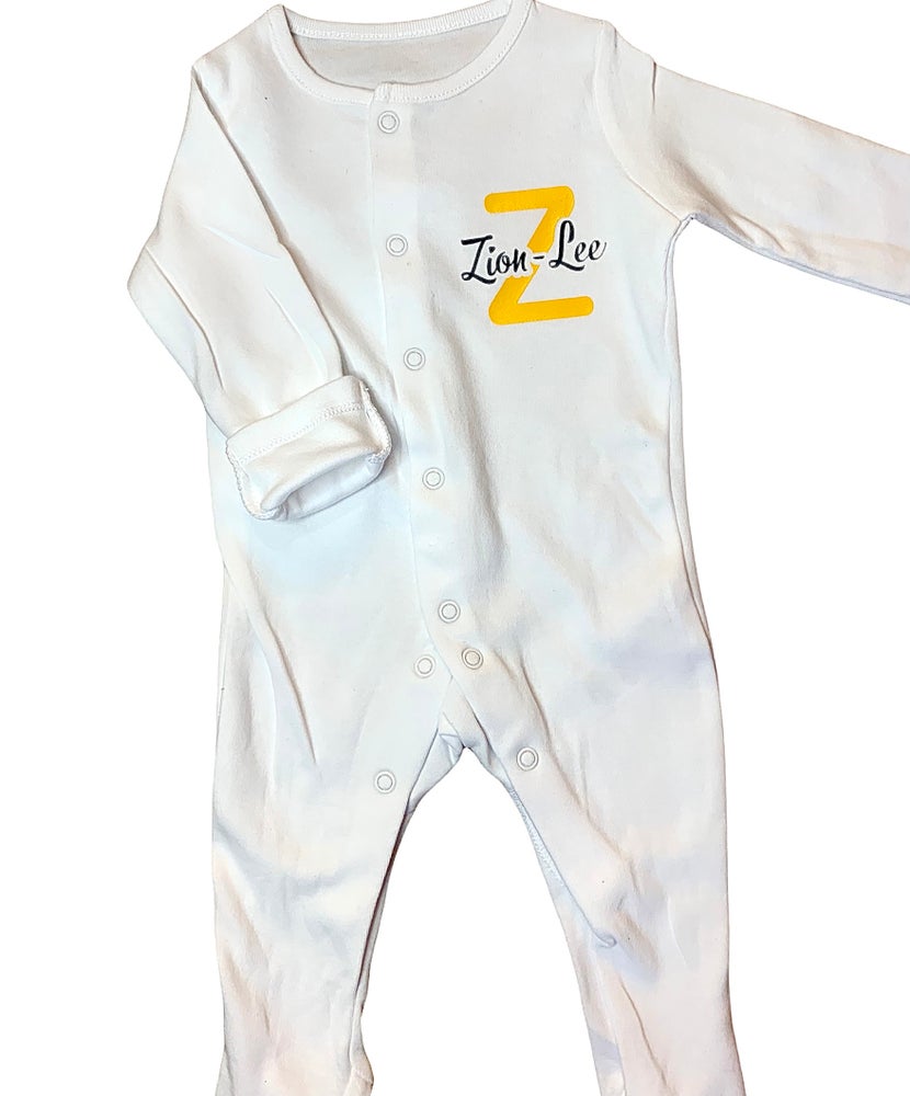 Personalised Baby Monogram Sleep Suit (various colours)