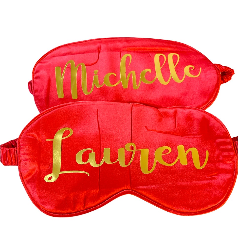 Personalised Red And Gold Luxury Satin Sleep Mask