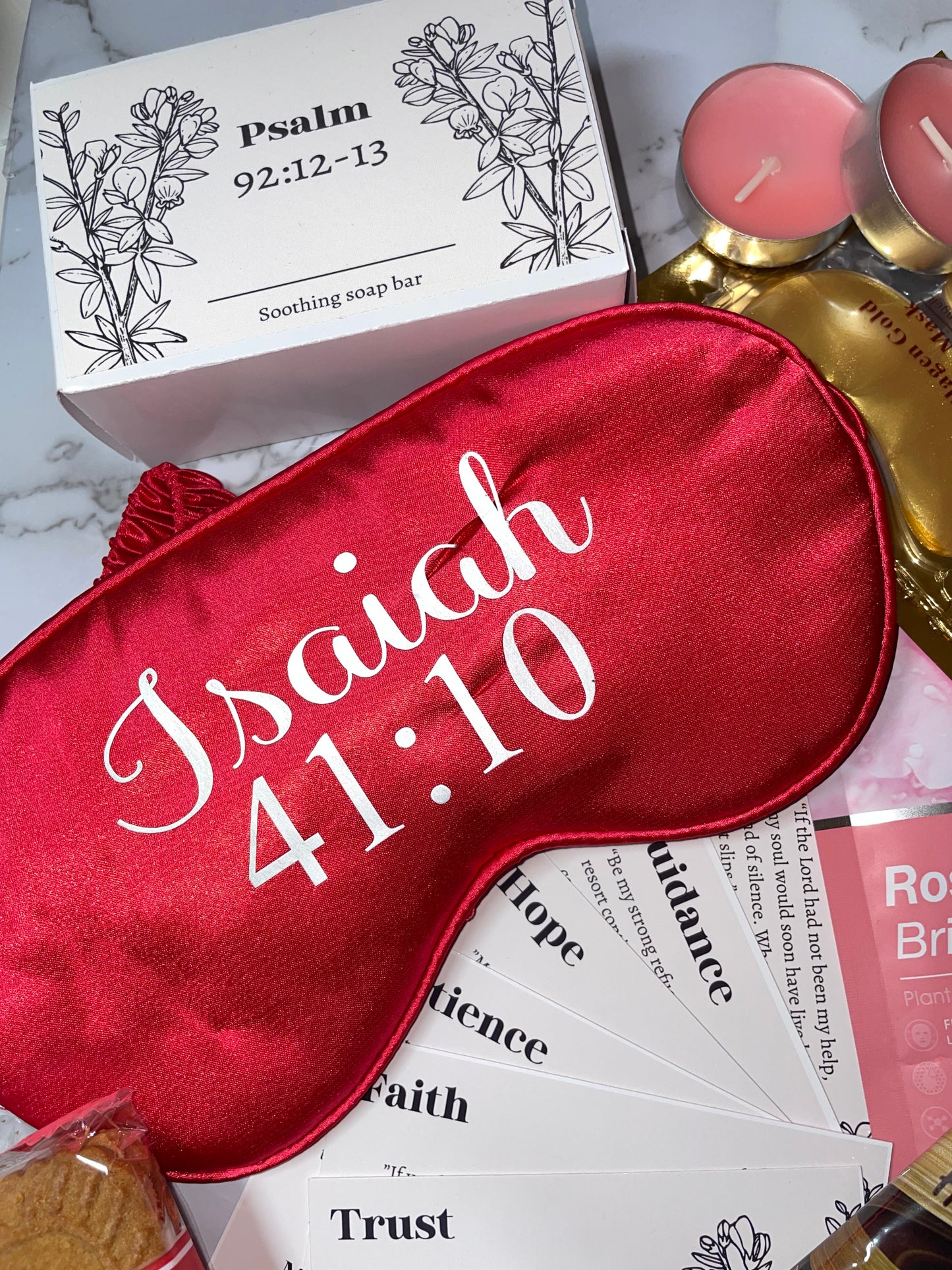 Christian Encouragement Gift Box: Inspirational Scriptures, Personalised Sleep Mask, Spa Treats, and More