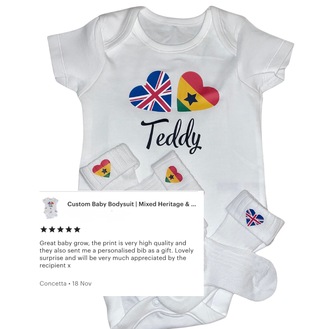 Dual nationality personalised baby vest gift box